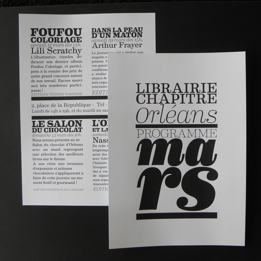 Programme pour la librairie Chapitre Programme pour la librairie Chapitre